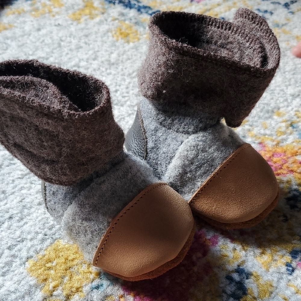 Cozy Brown and Gray Kids Boots